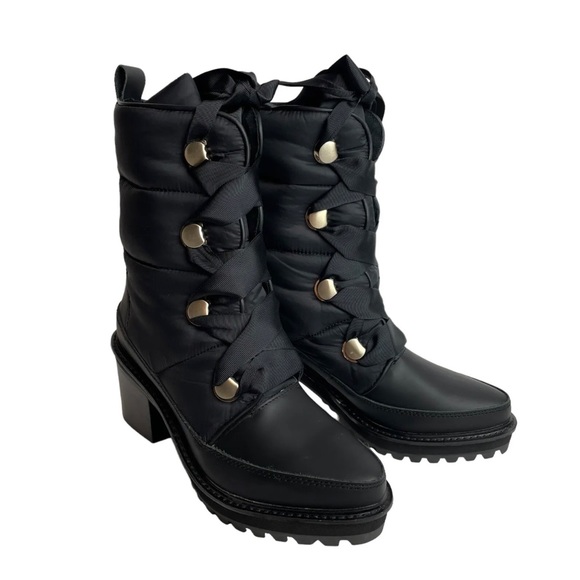 Kelsi Dagger Brooklyn Puffin Boot Black US 8.5 Women Mid Calf Lace Up Lug Sole - Picture 3 of 7